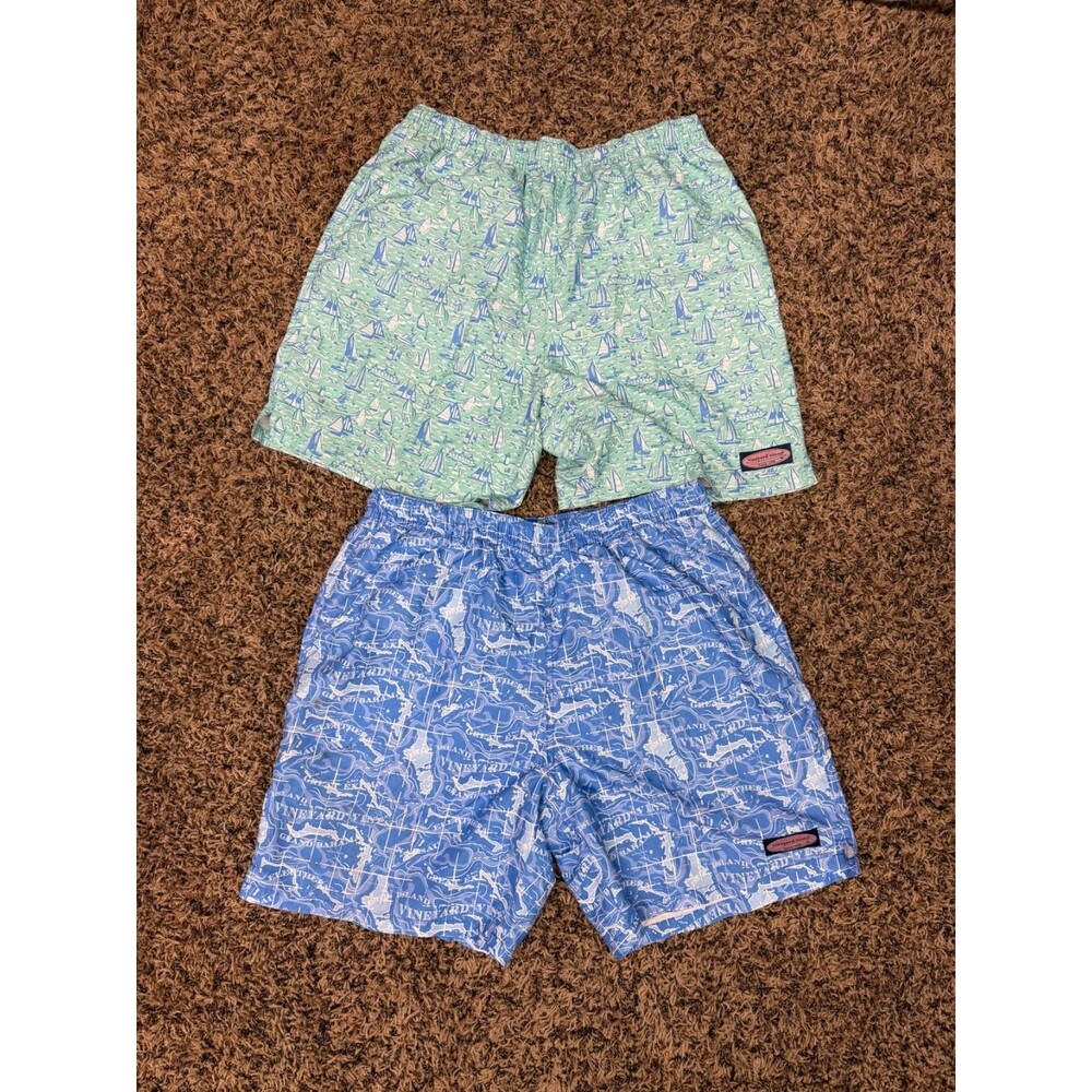 Vineyard Vines Swim Trunks Bundle 2 Pairs Men's M Sailboat Map Print